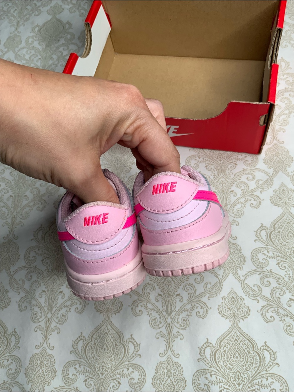 Nike Dunk Low Toddler Girls Size 4C Pink Foam Hyper Pink Sneakers - Picture 8 of 11